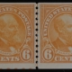 Postage SCOTT #723, 6c, ORANGE, GUIDE LINE PAIR, MOG-NH, FRESH & SUPERB – CATALOG $82.50