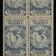 Postage SCOTT #752, CENTER BLOCK, 3c, PURPLE, NGAI, VF & P.O. FRESH – CATALOG VALUE $60
