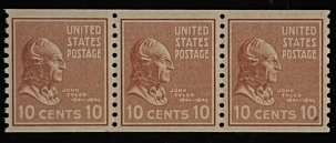 Postage SCOTT #947, 10c, BROWN-RED, MOG-NH, STRIP OF 3, VF & PO FRESH, CATALOG VALUE $35
