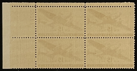 Air Post Stamps SCOTT #C-28, PLATE BLOCK #22767 SCARCE! 15c, BROWN-CARMINE, MOG-NH, VF FRESH!