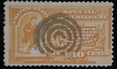 U.S. Stamps SCOTT #E-3, 10c, ORANGE, USED, FINE – CATALOG VALUE $50