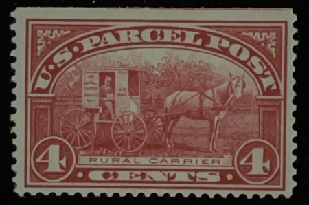 Parcel Post Stamps SCOTT #Q-4, 4c, RED, MOG, HINGED, FINE+ – CATALOG VALUE $27.50