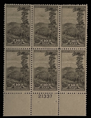 Postage SCOTT #749, PLATE BLOCK, 10c, GRAY-BLACK, MOG-NH, VF CENTERING – CATALOG $30