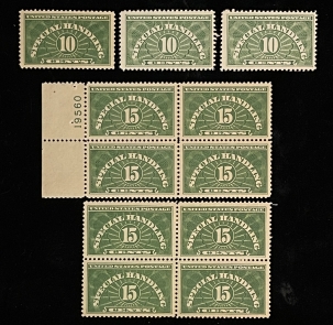 Special Handling Stamps SCOTT #QE-1, QE-2, 10c & 15c, SPECIAL HANDLING, MOG-NH, FRESH GROUP – CAT $61.75