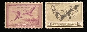 U.S. Stamps SCOTT #RW-3, RW-5, USED, RW5 W/ STRT EDGE & HR, RW3 W/ SHORT PERFS UR – CAT $175