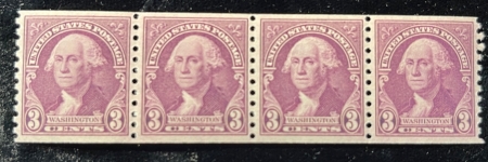 Postage SCOTT #721 3C WASHINGTON PURPLE PERF 10 VERTICAL LOT OF 72 STRIPS OF 3/4, MOG-NH