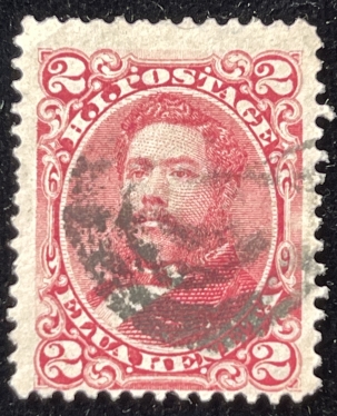 U.S. Stamps SCOTT #38 HAWAII 2 CENT ROSE, USED, CATALOG – $47.50