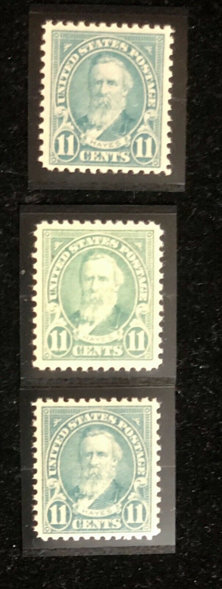 Postage SCOTT #563 11c GREENISH-BLUE, 3 SINGLES, VF+ MOG NH, PO FRESH – APS MEMBER