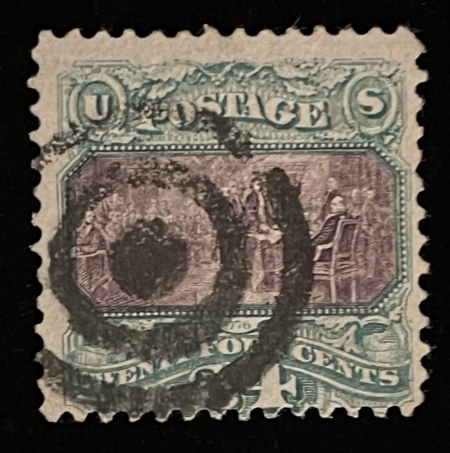 Postage SCOTT #120 24c GREEN & VIOLET, USED & FINE W/ GREAT COLOR-SOUND; CAT $650