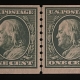 Postage SCOTT #393 2c CARMINE, PERF 8.5 VERT, LINE PAIR, MDOG, AVG CENTERING-CAT $300