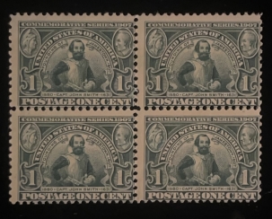 Postage SCOTT #328, 1c, GREEN, BLOCK OF 4, MOG-NH, AVG CENTERING, FRESH COLOR – CAT $285