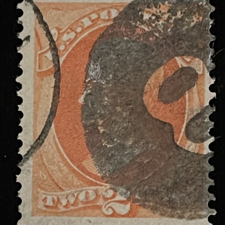 Postage SCOTT #178 2c VERMILLION, USED W/ INVERTED 8 “8 BALL” CANCEL, FINE & SCARCE!