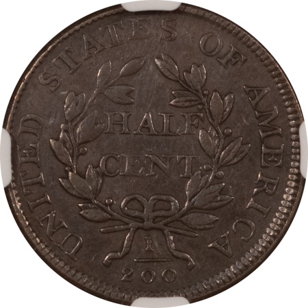 Draped Bust Half Cents 1806 DRAPED BUST HALF CENT, LG 6 STEMS, C-4 – NGC XF-45 BN, NICE SMOOTH & PQ!