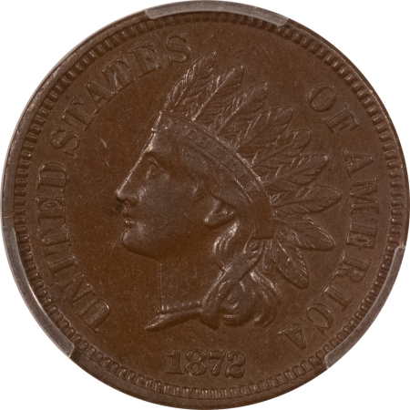 Indian 1872 INDIAN CENT – PCGS AU-55, CHOCOLATE BROWN, TOUGH DATE!