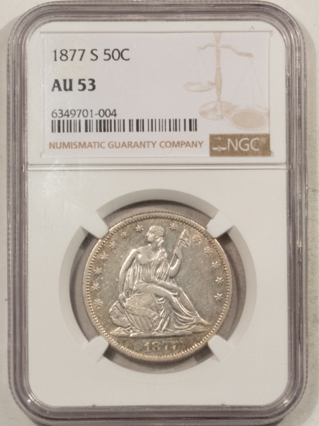 Liberty Seated Halves 1877-S SEATED LIBERTY HALF DOLLAR – NGC AU-53