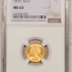 $2.50 1912 $2.50 INDIAN HEAD GOLD – PCGS MS-62, TOUGHER DATE!