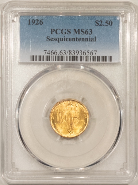 $2.50 1926 $2.50 SESQUICENTENNIAL GOLD COMMEMORATIVE – PCGS MS-63, FLASHY!