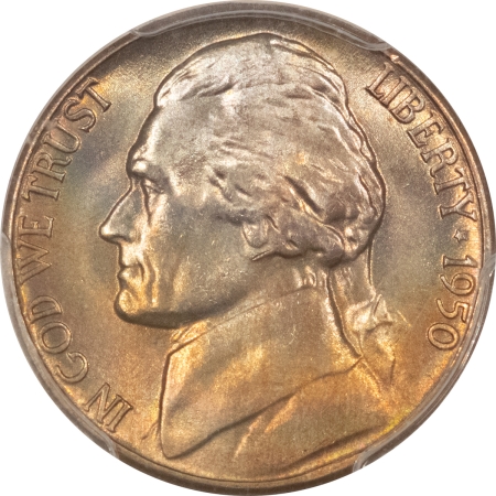 Jefferson Nickels 1950-D JEFFERSON NICKEL – PCGS MS-67, PRETTY SUPERB GEM, NEARLY FULL STEPS!
