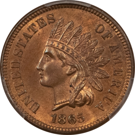 Indian 1865 INDIAN CENT, FANCY 5, PCGS MS-64 RB, VERY LUSTROUS & CLOSE TO GEM!