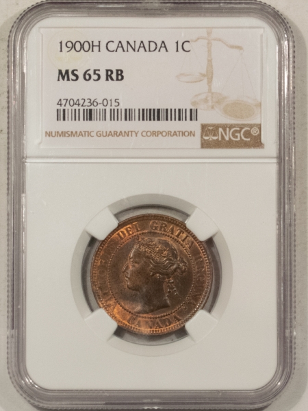 New Certified Coins 1900-H CANADA LARGE CENT, KM-7 – NGC MS-65 RB, REALLY SCARCE IN FULL GEM!