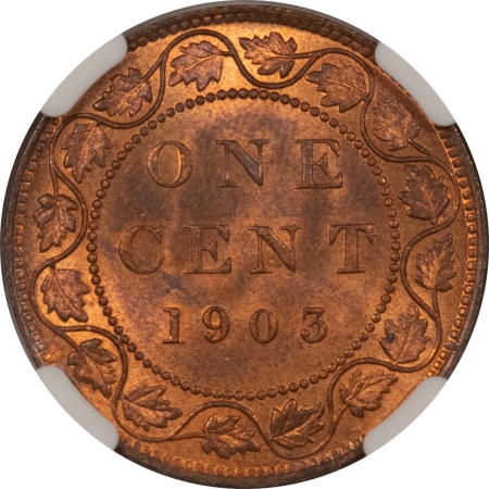 New Certified Coins 1903 CANADA LARGE CENT, KM-8 – NGC MS-64 RB, NEARLY FULL RED!