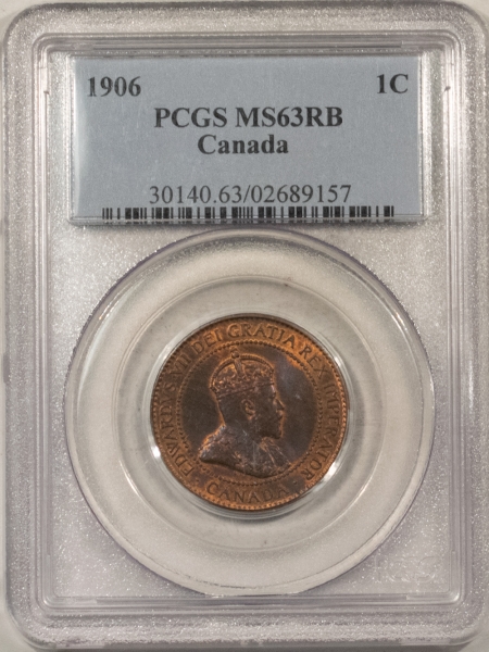 New Certified Coins 1906 CANADA LARGE CENT, KM-8 – PCGS MS-63 RB, CHOICE & FLASHY!