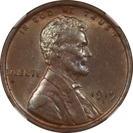 Lincoln Cents (Wheat) 1919-D LINCOLN CENT – NGC MS-63 BN, PRETTY!