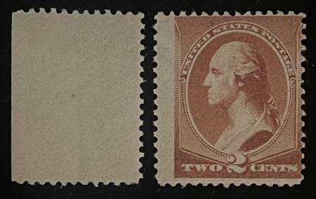 Postage SCOTT #210 2c RED-BROWN & DETATCHED SELVAGE, MOG-NH, NATURAL GUM CREASE-CAT $135
