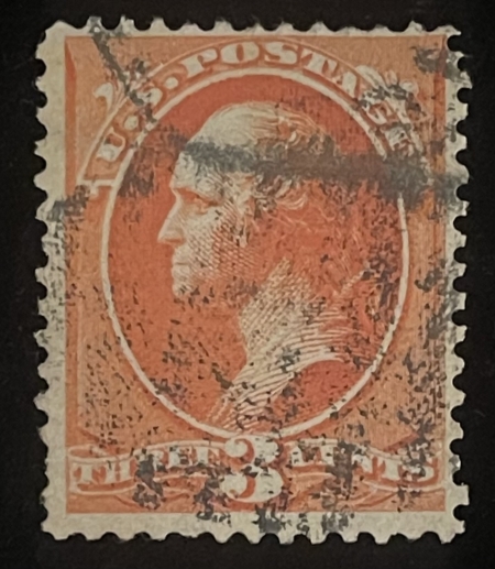 Postage SCOTT #214 3c VERMILLION, USED, AVG+ W/ SOME SHORT PERFS; CAT $50