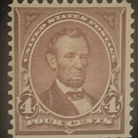 Postage SCOTT #280 4c ROSE-BROWN, MOG-HINGED, PENCIL NOTATION, GUM CREASE, FINE-CAT $30