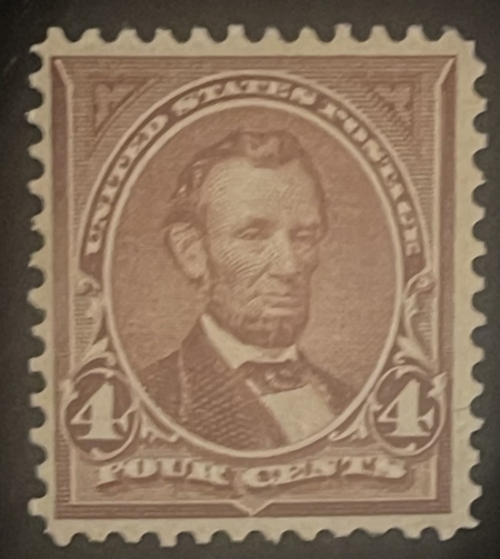 Postage SCOTT #280 4c ROSE-BROWN, MOG-HINGED, PENCIL NOTATION, GUM CREASE, FINE-CAT $30