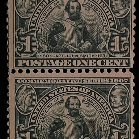 Postage SCOTT #328 1c GREEN, PAIR, MOG-NH, VERY FRESH W/ FINE CENTERING-CAT $150