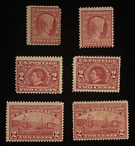 Postage SCOTT #367 (2), #370 (2), #372 (2); ALL MOG, AVG/FINE CENTERING, BRIGHT-CAT $42