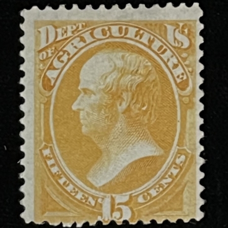 Official Stamps SCOTT #O-7, 15c YELLOW, MOG-HINGED, FINE W/ BRIGHT COLOR – CATALOG VALUE $425!