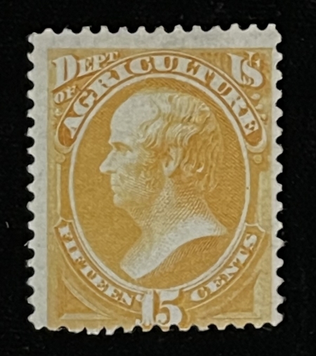 Official Stamps SCOTT #O-7, 15c YELLOW, MOG-HINGED, FINE W/ BRIGHT COLOR – CATALOG VALUE $425!