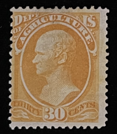 Official Stamps SCOTT #O-9, 30c YELLOW, MOG-HINGED, FINE W/ PRETTY DEEP COLOR – CATALOG $550!