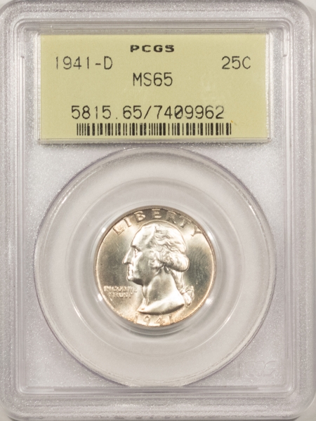 U.S. Certified Coins 1941-D WASHINGTON QUARTER – PCGS MS-65, WHITE & PREMIUM QUALITY! OGH!
