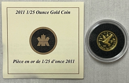 New Store Items 2011 CANADA FIFTY CENT 1/25 OZ GOLD, GEM PROOF, OGP & COA .9999 FINE .04 AGW