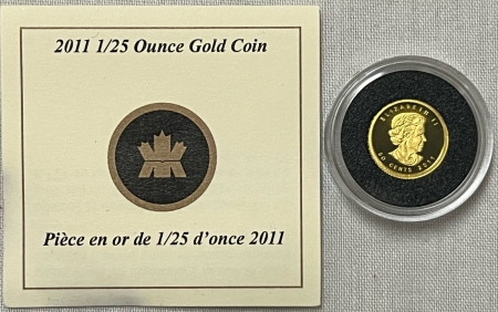 New Store Items 2011 CANADA FIFTY CENT 1/25 OZ GOLD, GEM PROOF, OGP & COA .9999 FINE .04 AGW