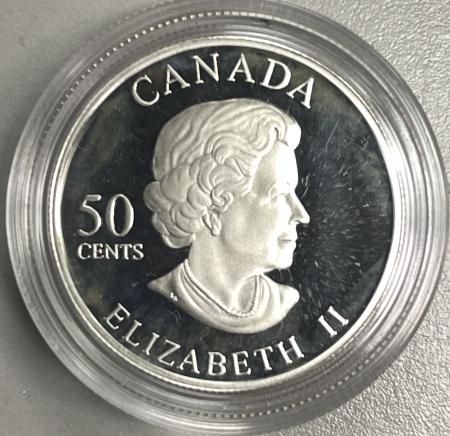 Other Numismatics 2005 CANADA 50C SILVER PROOF GOLDEN ROSE, COLORIZED KM-536, GEM PROOF IN OGP