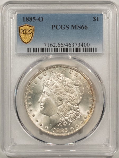Morgan Dollars 1885-O MORGAN DOLLAR – PCGS MS-66, SUPERB!