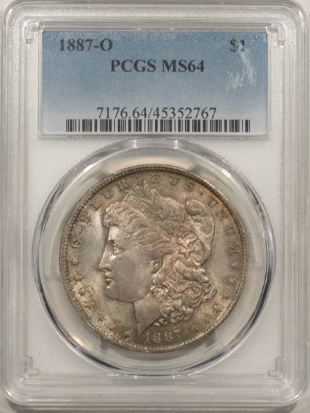 Morgan Dollars 1887-O MORGAN DOLLAR – PCGS MS-64, DUSKY GOLD TONING & CHOICE!