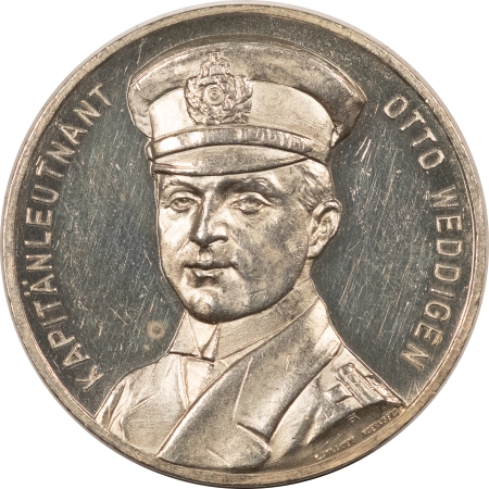 U.S. Uncertified Coins 1915 GERMANY SILVER ZETZMANN MEDAL, Z-6016 OTTO WEDDIGEN, PRETTY CAMEO PROOF