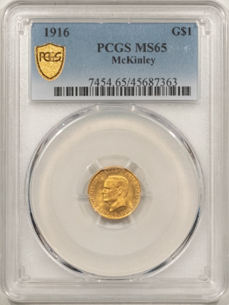 Gold 1916 $1 MCKINLEY GOLD COMMEMORATIVE – PCGS MS-65, FRESH GEM!