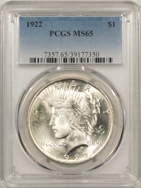 New Certified Coins 1922 PEACE DOLLAR – PCGS MS-65, BLAST WHITE GEM!