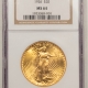 $20 1909 $20 ST GAUDENS GOLD – NGC MS-63, FRESH & CHOICE! TOUGHER DATE!