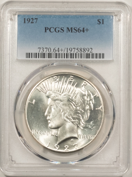 New Certified Coins 1927 PEACE DOLLAR – PCGS MS-64+, BLAST WHITE & PREMIUM QUALITY!