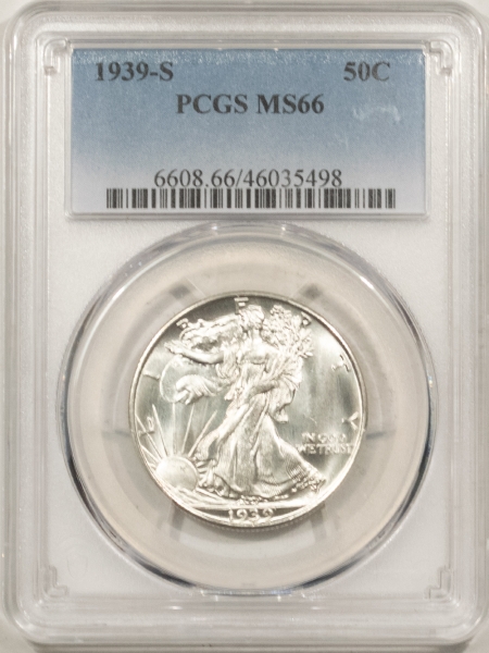New Certified Coins 1939-S WALKING LIBERTY HALF DOLLAR – PCGS MS-66, BLAST WHITE!