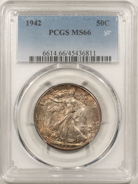 U.S. Certified Coins 1942 WALKING LIBERTY HALF DOLLAR – PCGS MS-66, ORIGINAL GEM, UNDERLYING LUSTER!