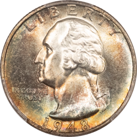 New Certified Coins 1948-S WASHINGTON QUARTER – PCGS MS-66+, PHENOMENAL COLOR!